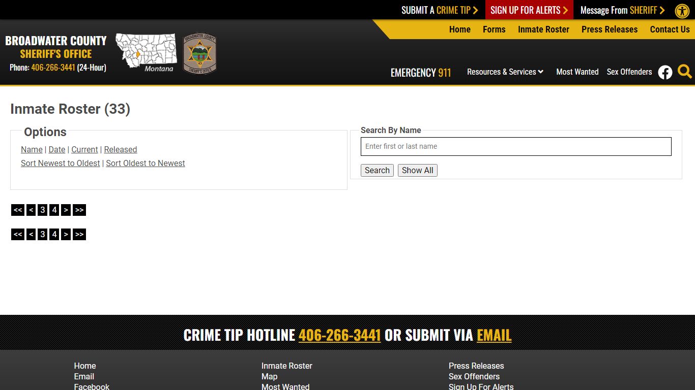 Inmate Roster (33) - Broadwater County Sheriff